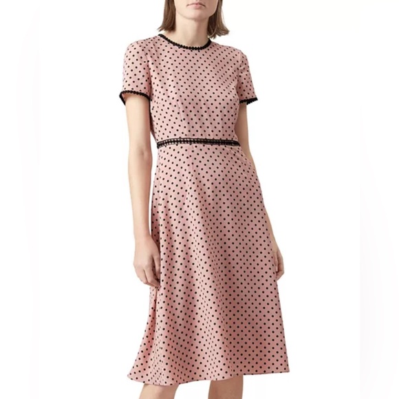 Hobbs London Pink Polka Dot Maria Dress Size 10 US (UK 14) - Picture 1 of 12